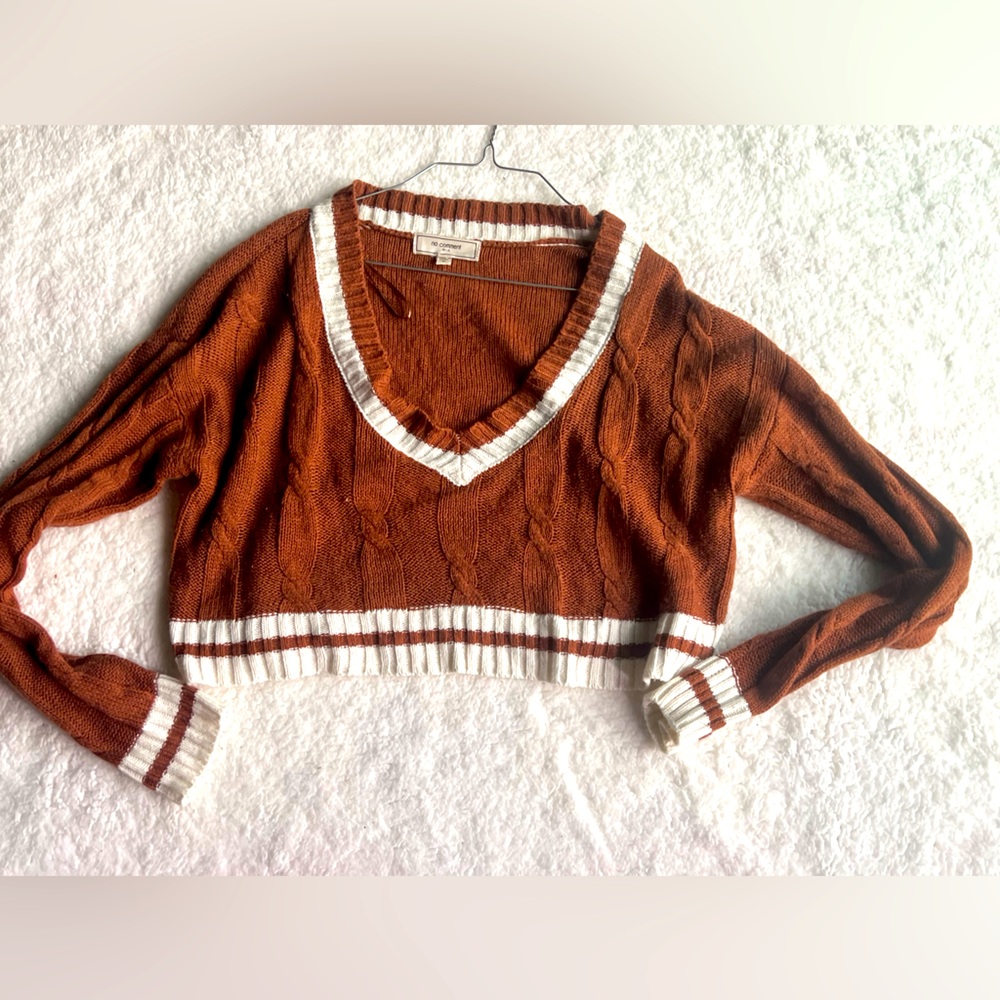 WOMENS BROWN CROPPED SWEATER MEDIUM